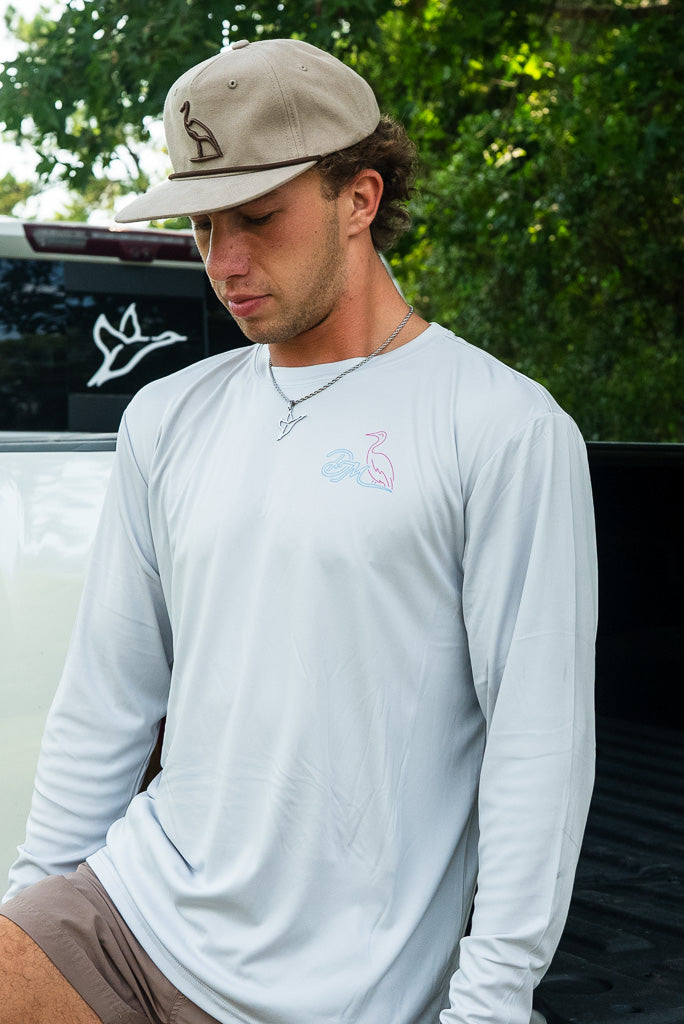 Outrigger Performance Shirt | Neon Logo | Silver