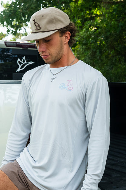 Outrigger Performance Shirt | Neon Logo | Silver
