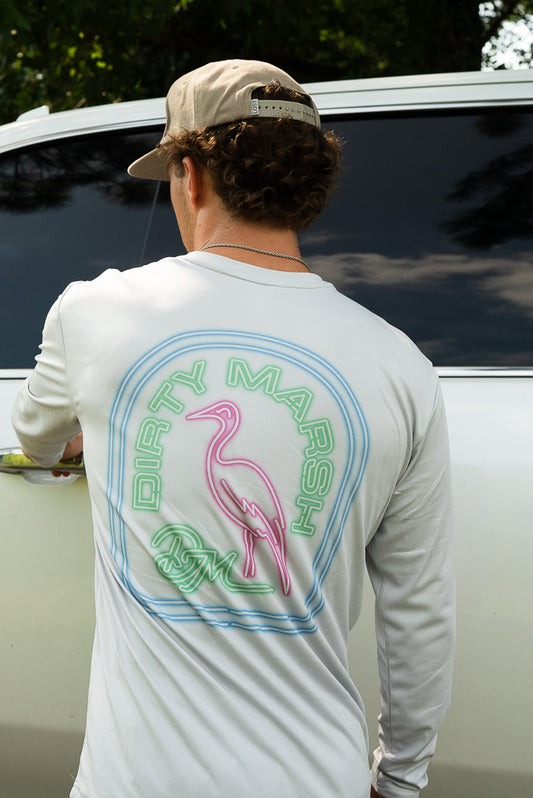 Outrigger Performance Shirt | Neon Logo | Silver
