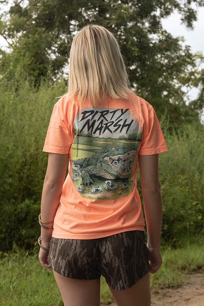 Greenside Gator Tee | Neon Canteloupe
