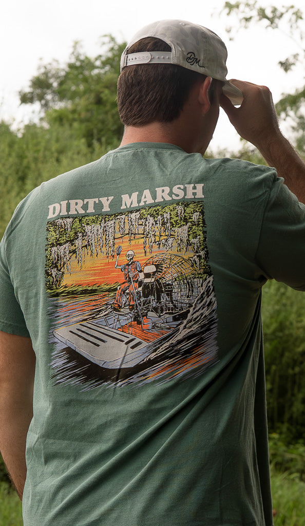 Skelly on Da Bayou Tee| Light Green