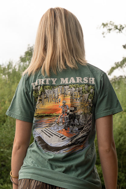 Skelly on Da Bayou Tee| Light Green