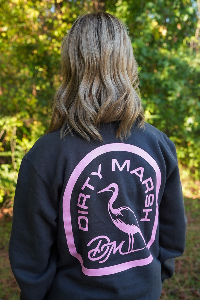 Tombstone Crewneck | Charcoal with Pink Logo